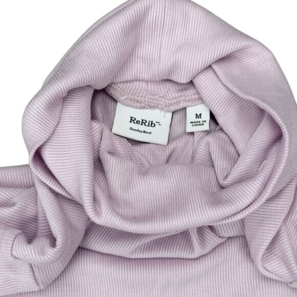 Aritzia Sunday Best Community Freshman Ribbed Turtleneck In Sugarplum Lilac - Picture 4 of 5